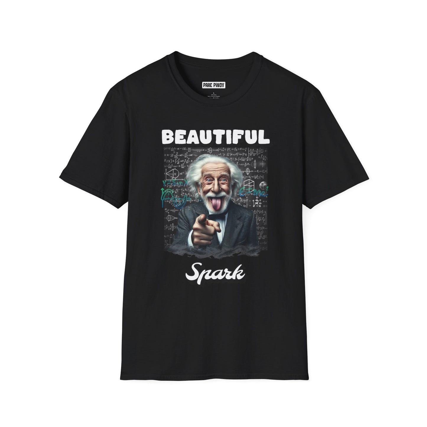 Unisex Softstyle T-Shirt - 'Beautiful Spark' Einstein Graphic Tee