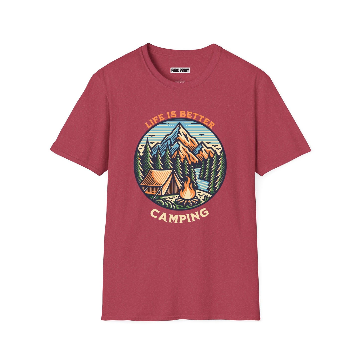 Camping Adventure Unisex Softstyle T-Shirt - 'Life is Better Camping' Graphic Tee