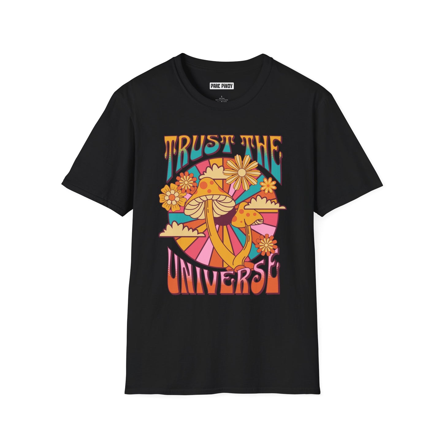 Trust The Universe Unisex Softstyle T-Shirt – Colorful Psychedelic Tee for Positive Vibes