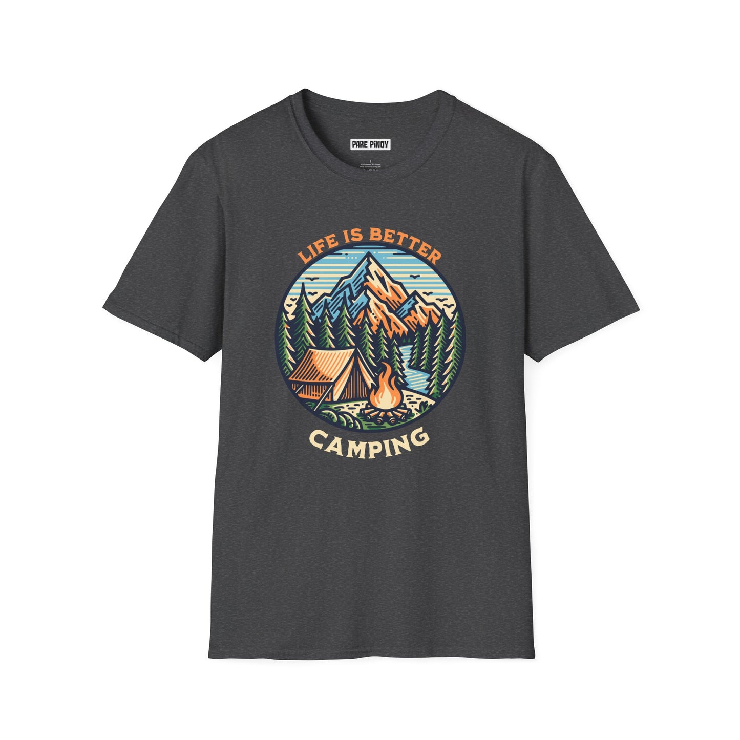 Camping Adventure Unisex Softstyle T-Shirt - 'Life is Better Camping' Graphic Tee