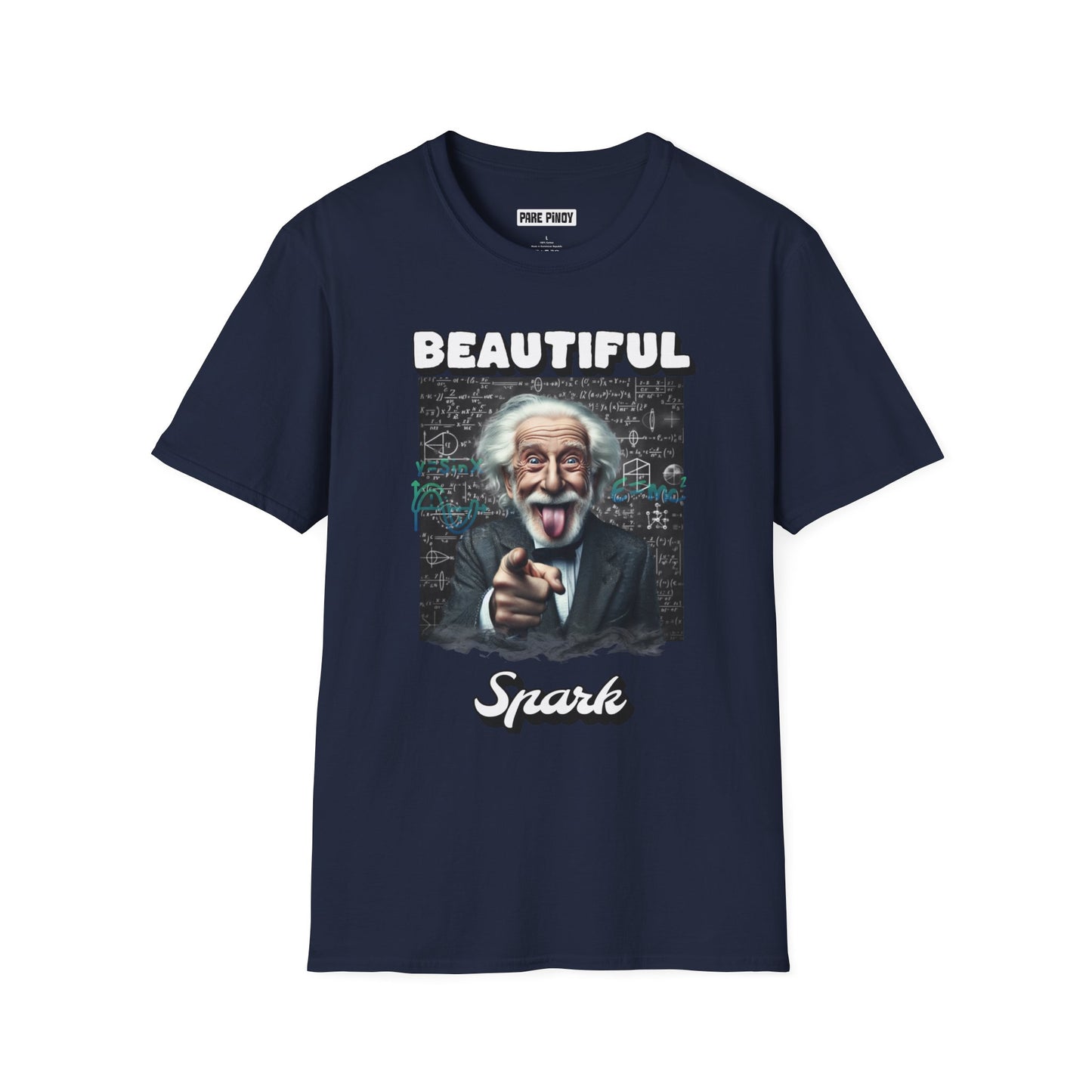 Unisex Softstyle T-Shirt - 'Beautiful Spark' Einstein Graphic Tee