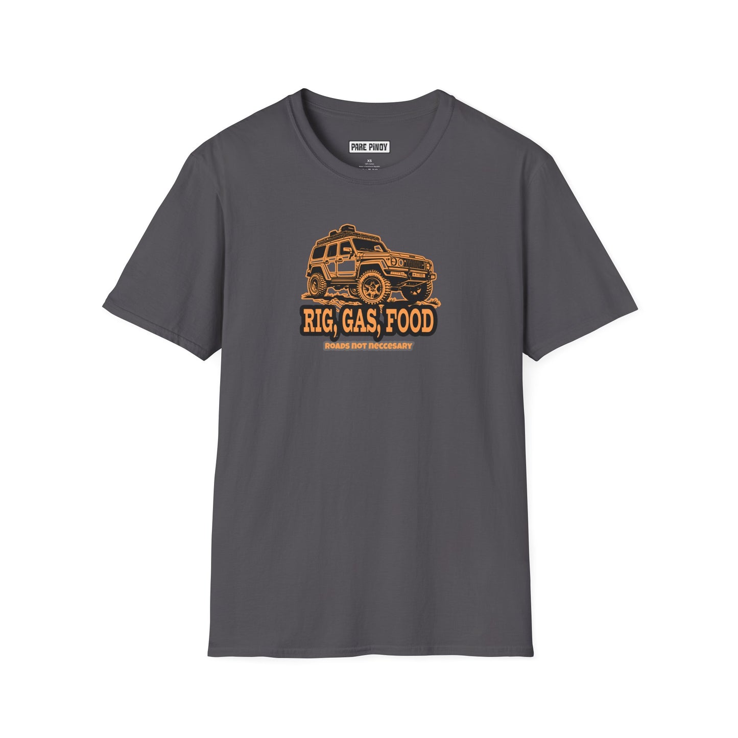 Adventure Road Trip T-Shirt - 'Rig, Gas, Food' Graphic Tee