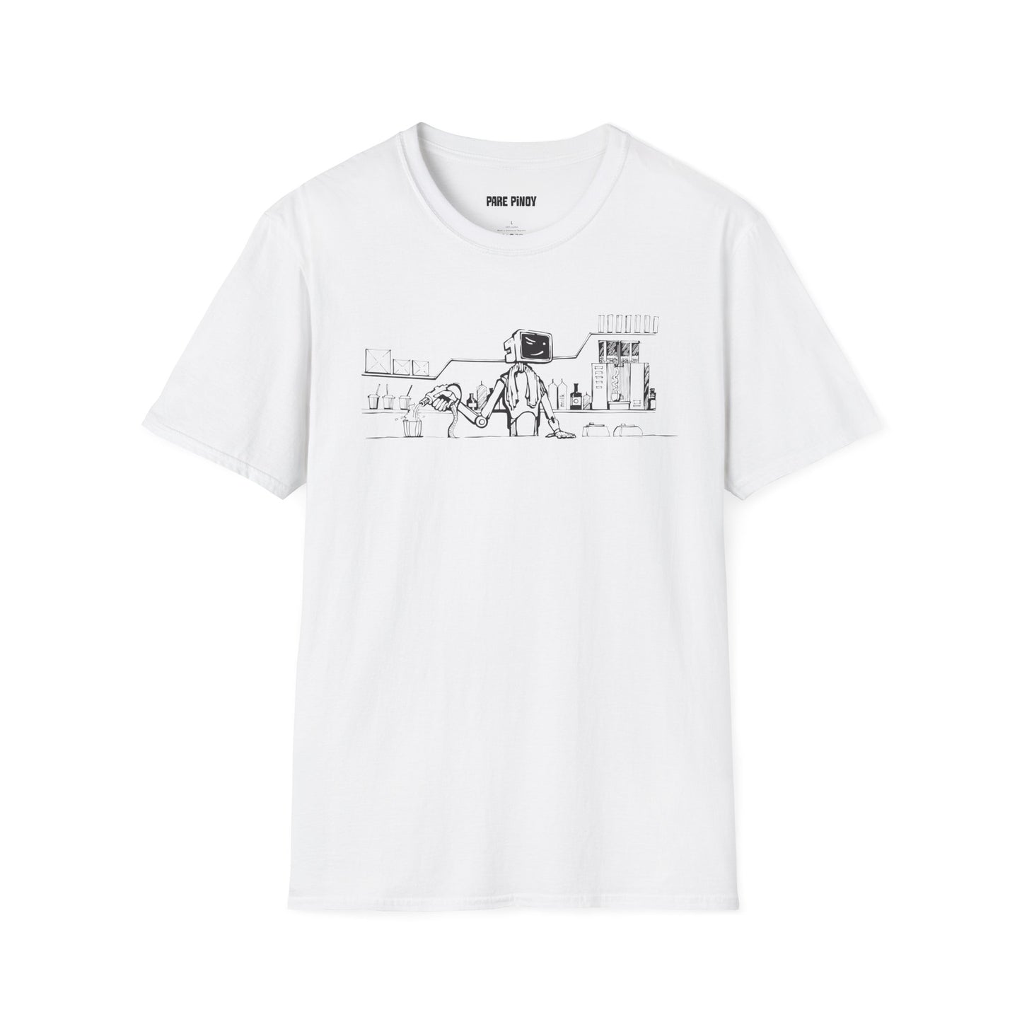 Sam D Robot - Playful Illustration Unisex Softstyle T-Shirt - Humor & Art for Everyday Wear