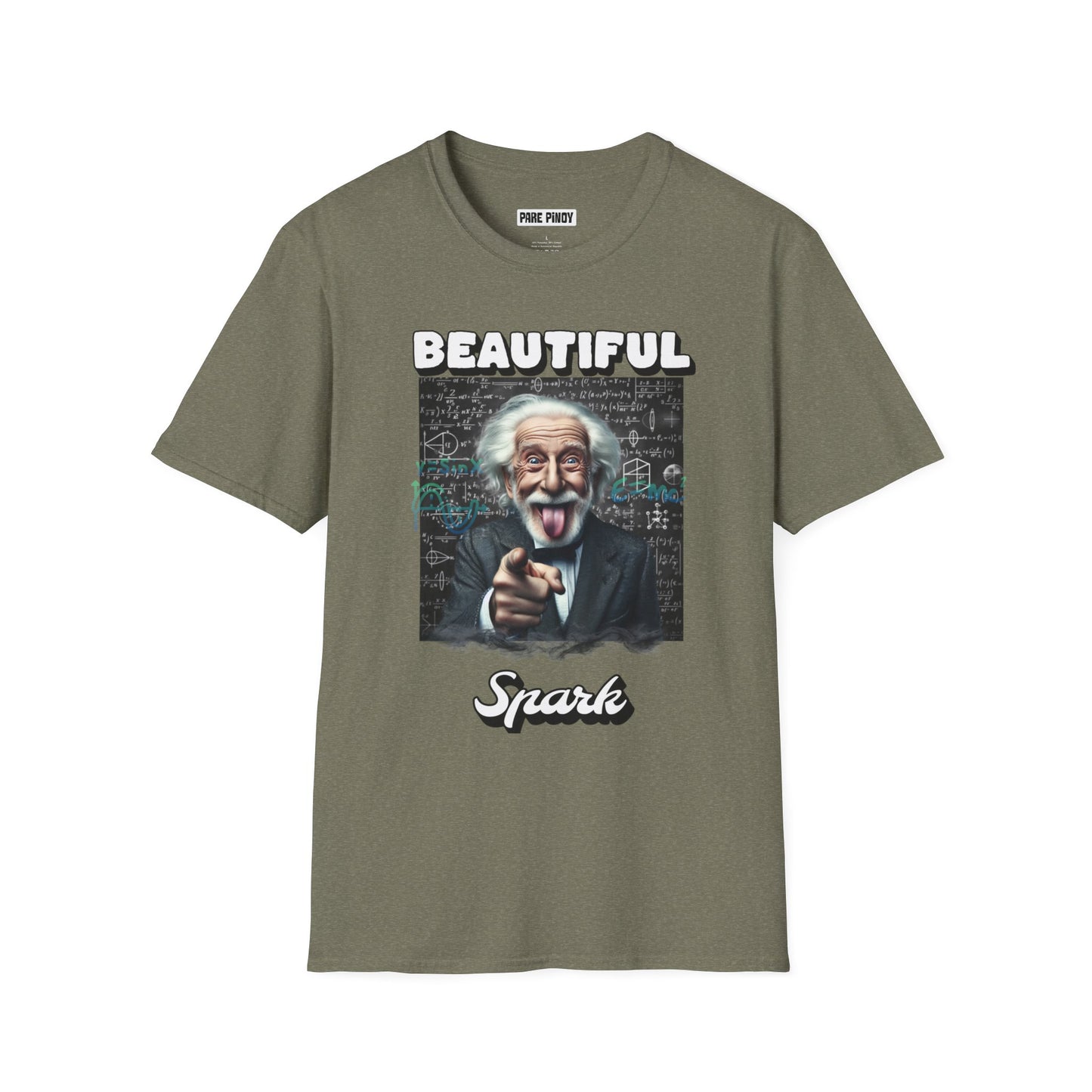 Unisex Softstyle T-Shirt - 'Beautiful Spark' Einstein Graphic Tee