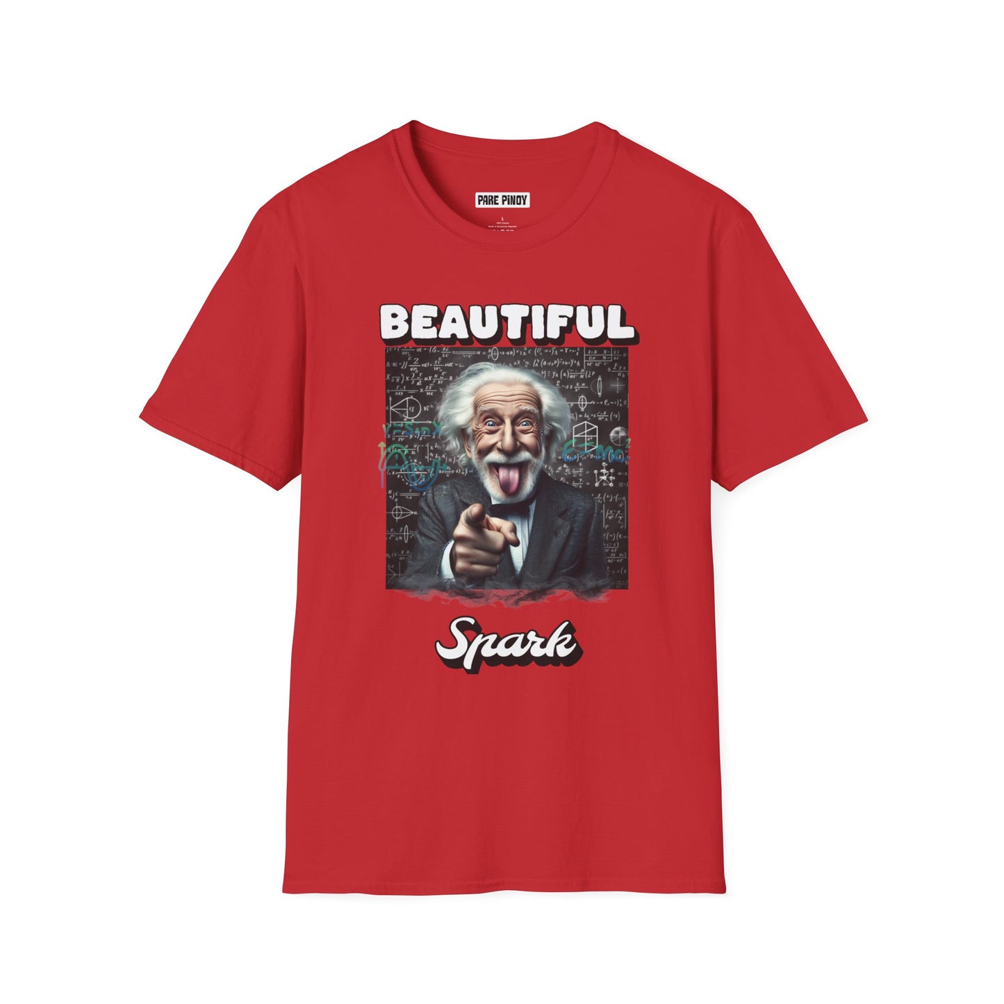 Unisex Softstyle T-Shirt - 'Beautiful Spark' Einstein Graphic Tee
