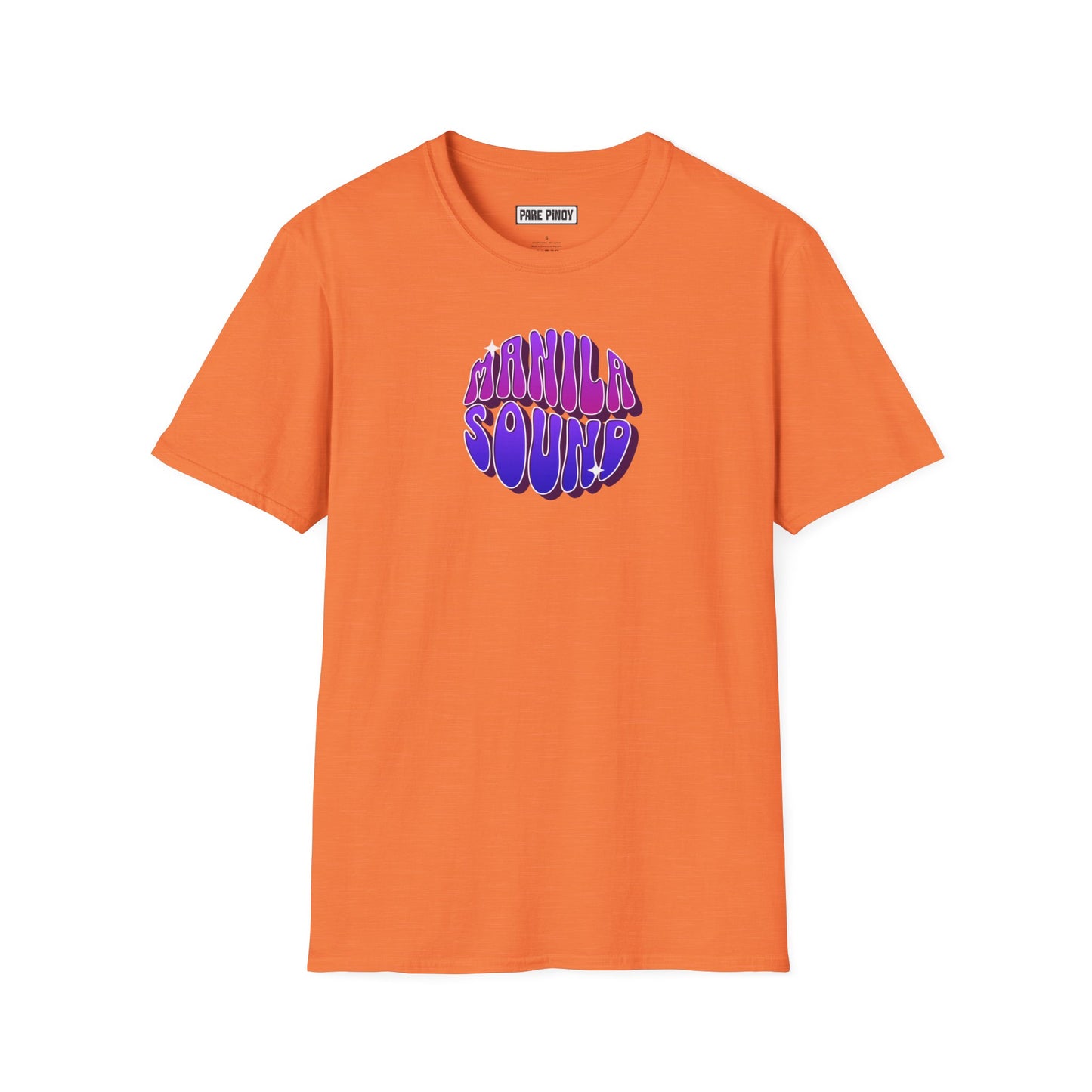 Retro Manila Sound Unisex Softstyle T-Shirt - Vibrant Orange Tee for Music Lovers
