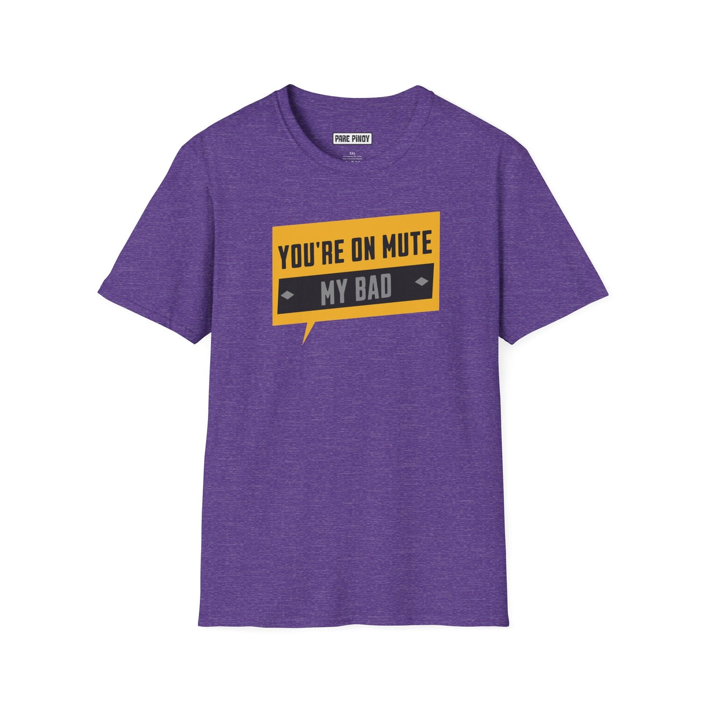 You're on Mute My Bad Unisex Softstyle T-Shirt | Fun Graphic Tee for Zoom Calls