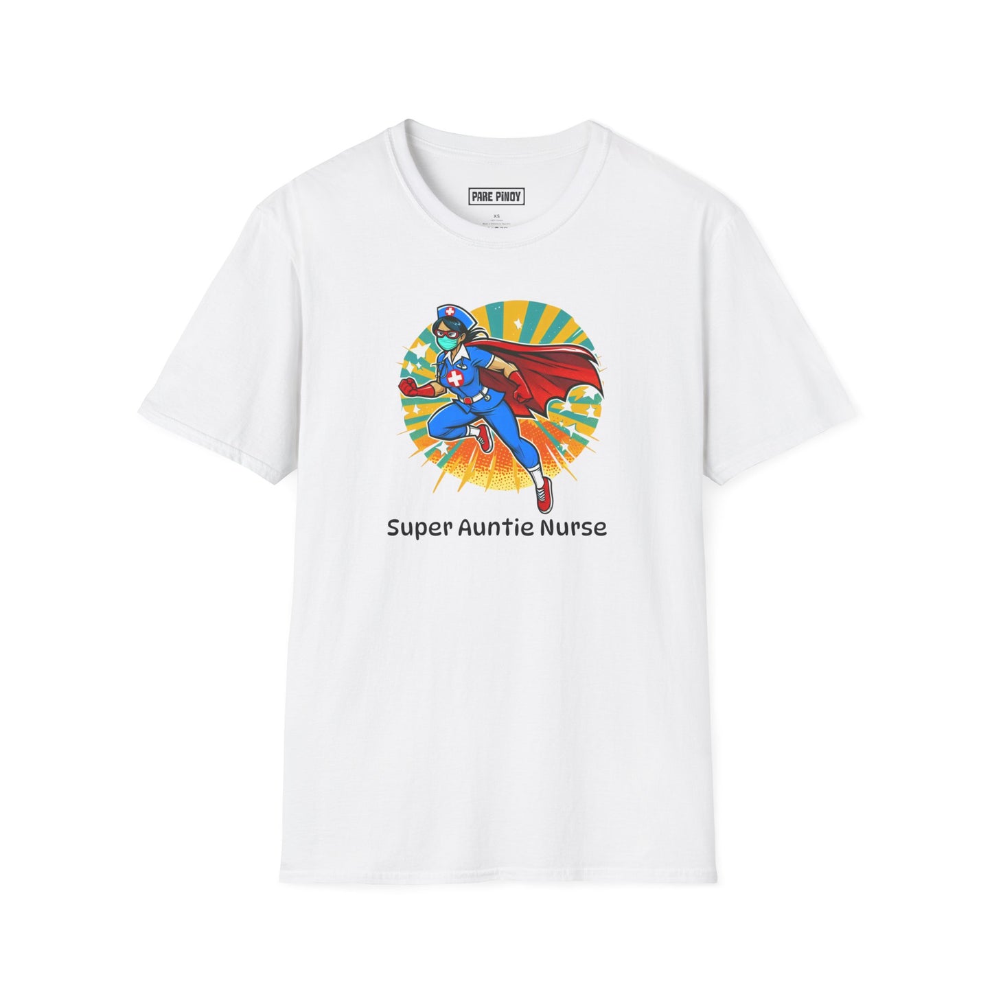 Super Auntie Nurse Unisex Softstyle T-Shirt - Fun Hero Design for Nurses