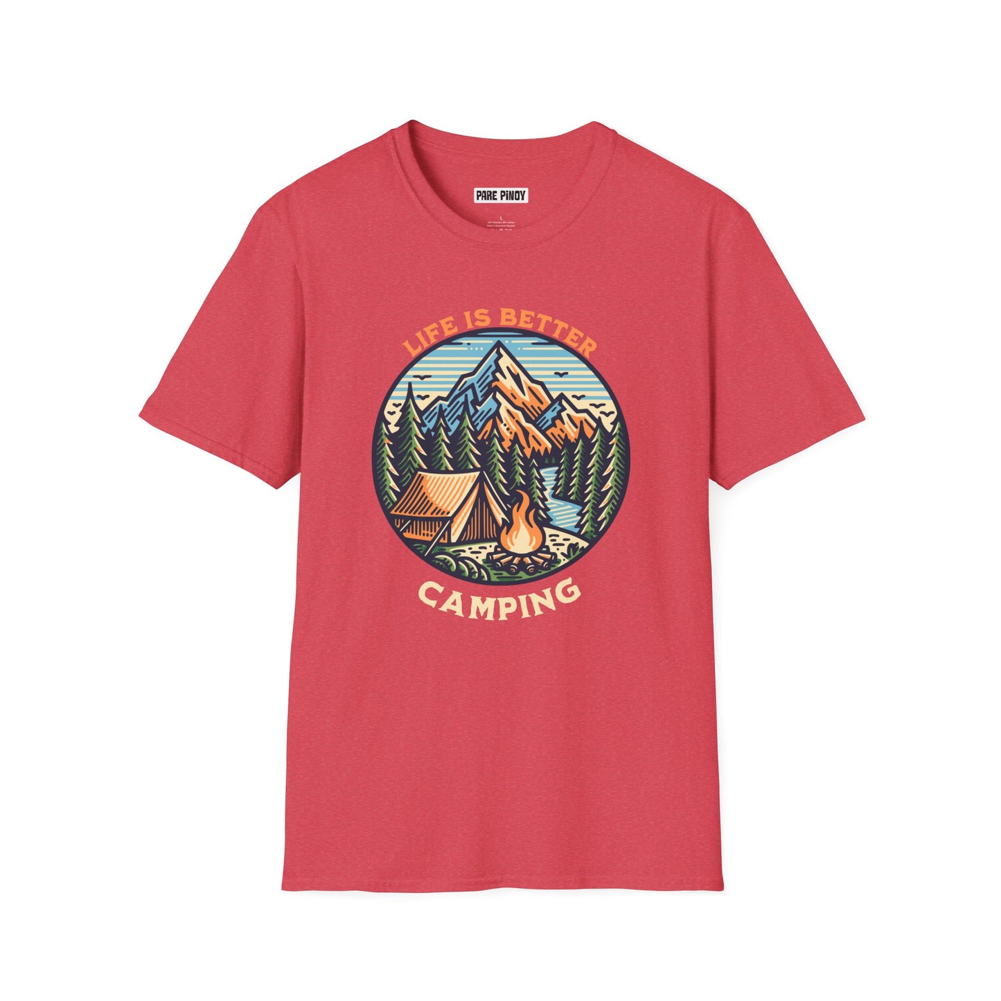 Camping Adventure Unisex Softstyle T-Shirt - 'Life is Better Camping' Graphic Tee
