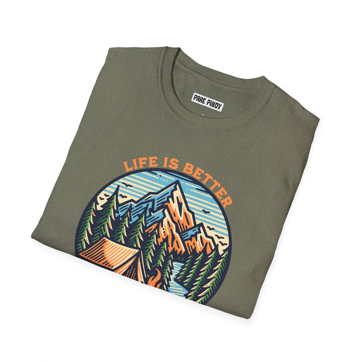 Camping Adventure Unisex Softstyle T-Shirt - 'Life is Better Camping' Graphic Tee
