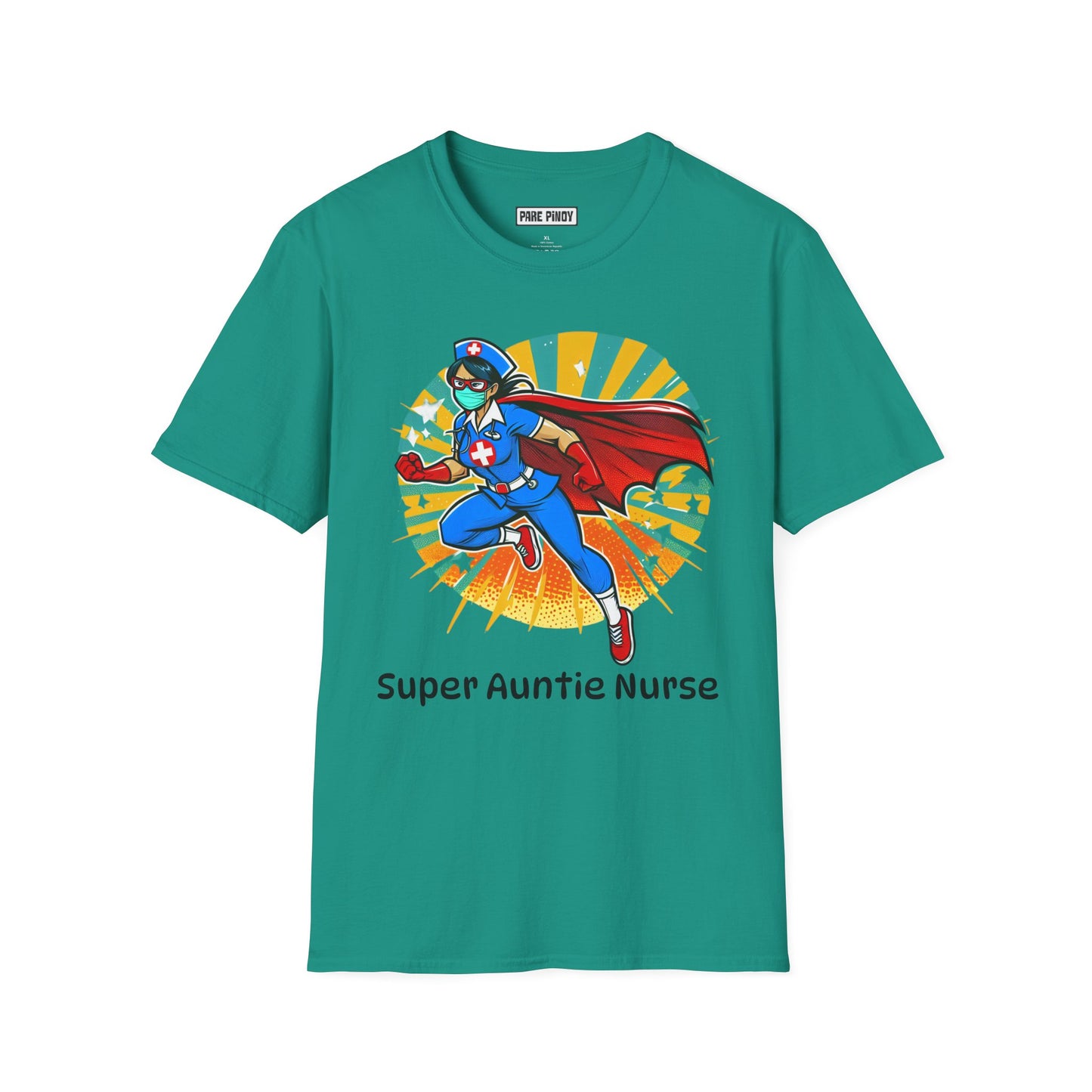 Super Auntie Nurse Unisex Softstyle T-Shirt - Fun Hero Design for Nurses
