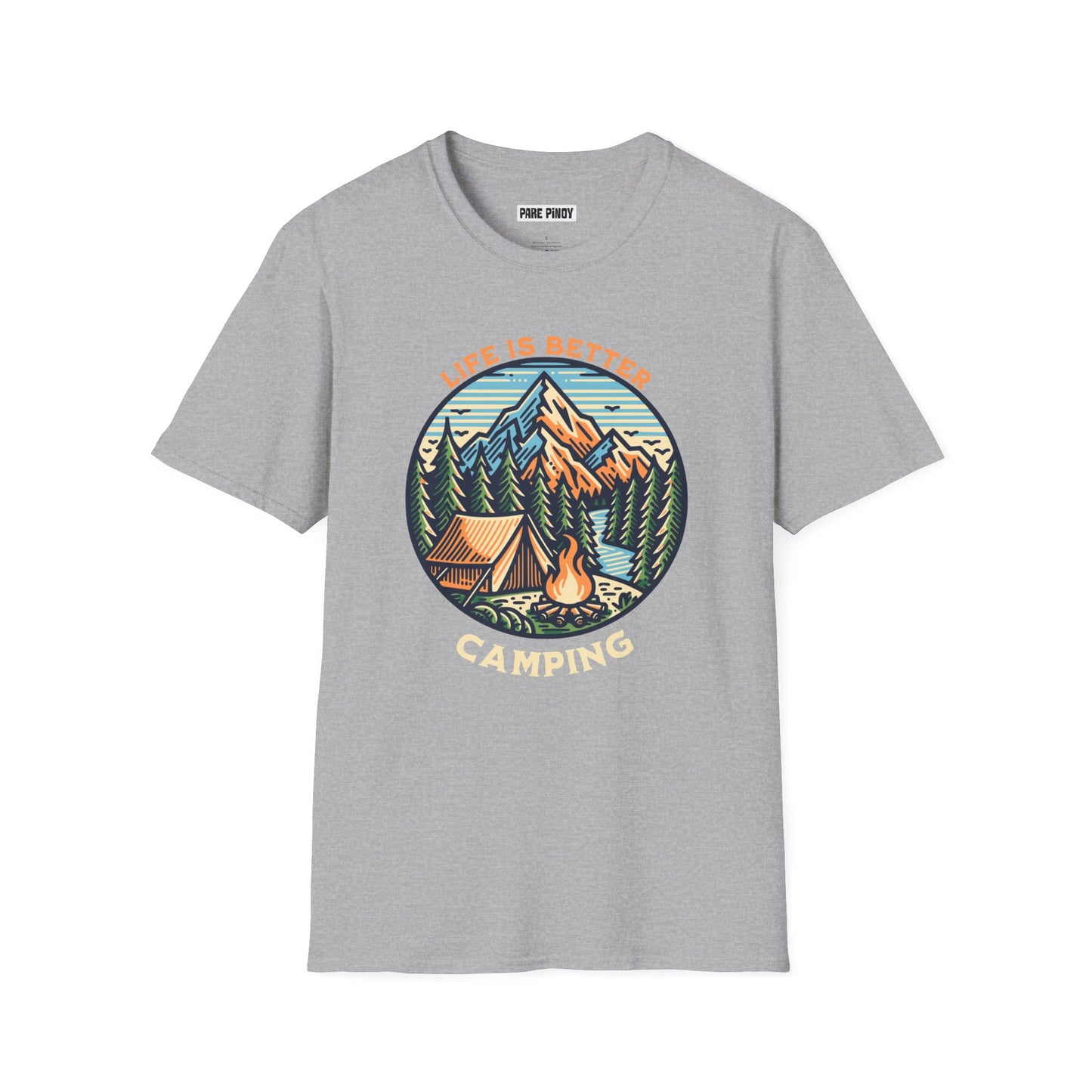 Camping Adventure Unisex Softstyle T-Shirt - 'Life is Better Camping' Graphic Tee