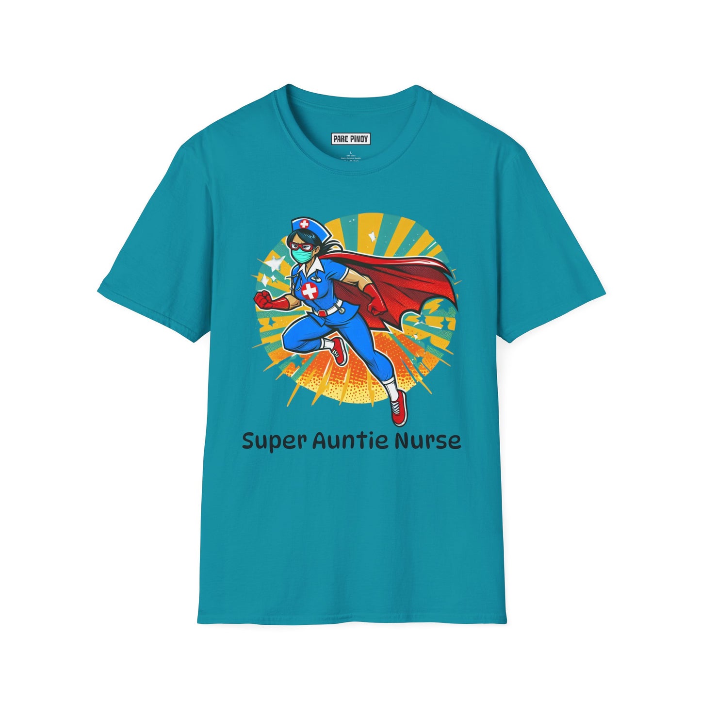 Super Auntie Nurse Unisex Softstyle T-Shirt - Fun Hero Design for Nurses
