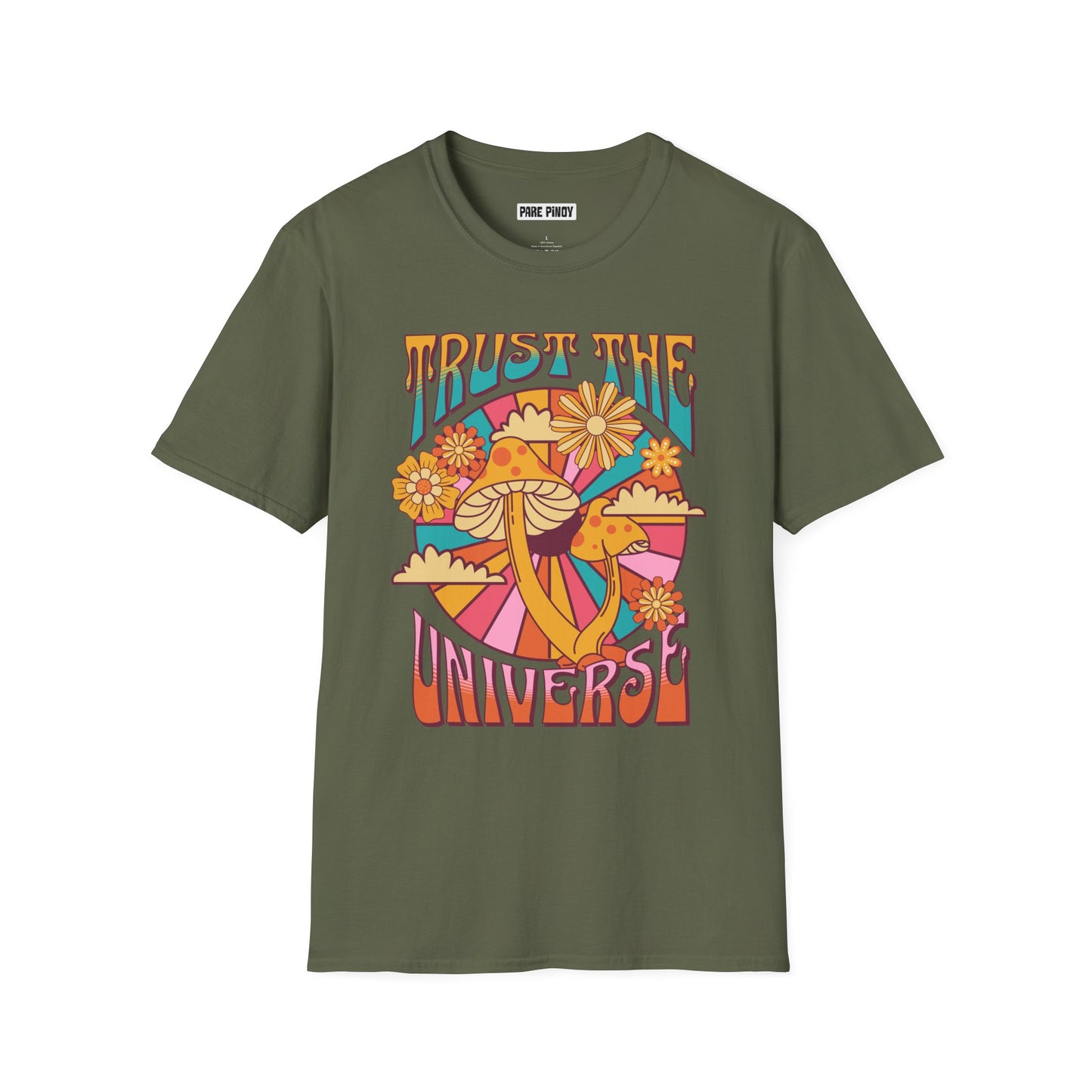 Trust The Universe Unisex Softstyle T-Shirt – Colorful Psychedelic Tee for Positive Vibes