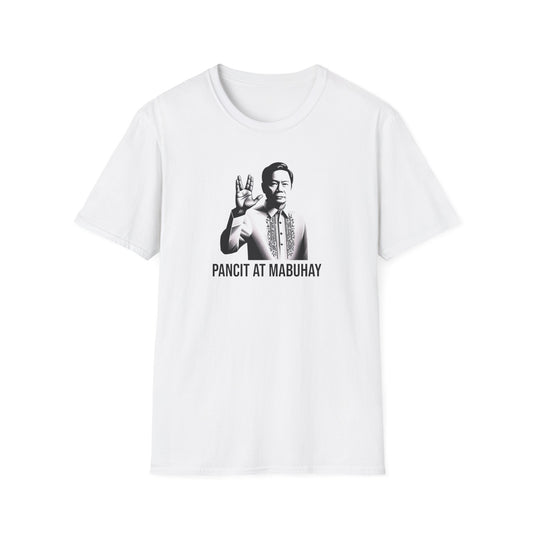 Funny Unisex Softstyle T-Shirt - 'Pancit at Mabuhay' Design for Food Lovers
