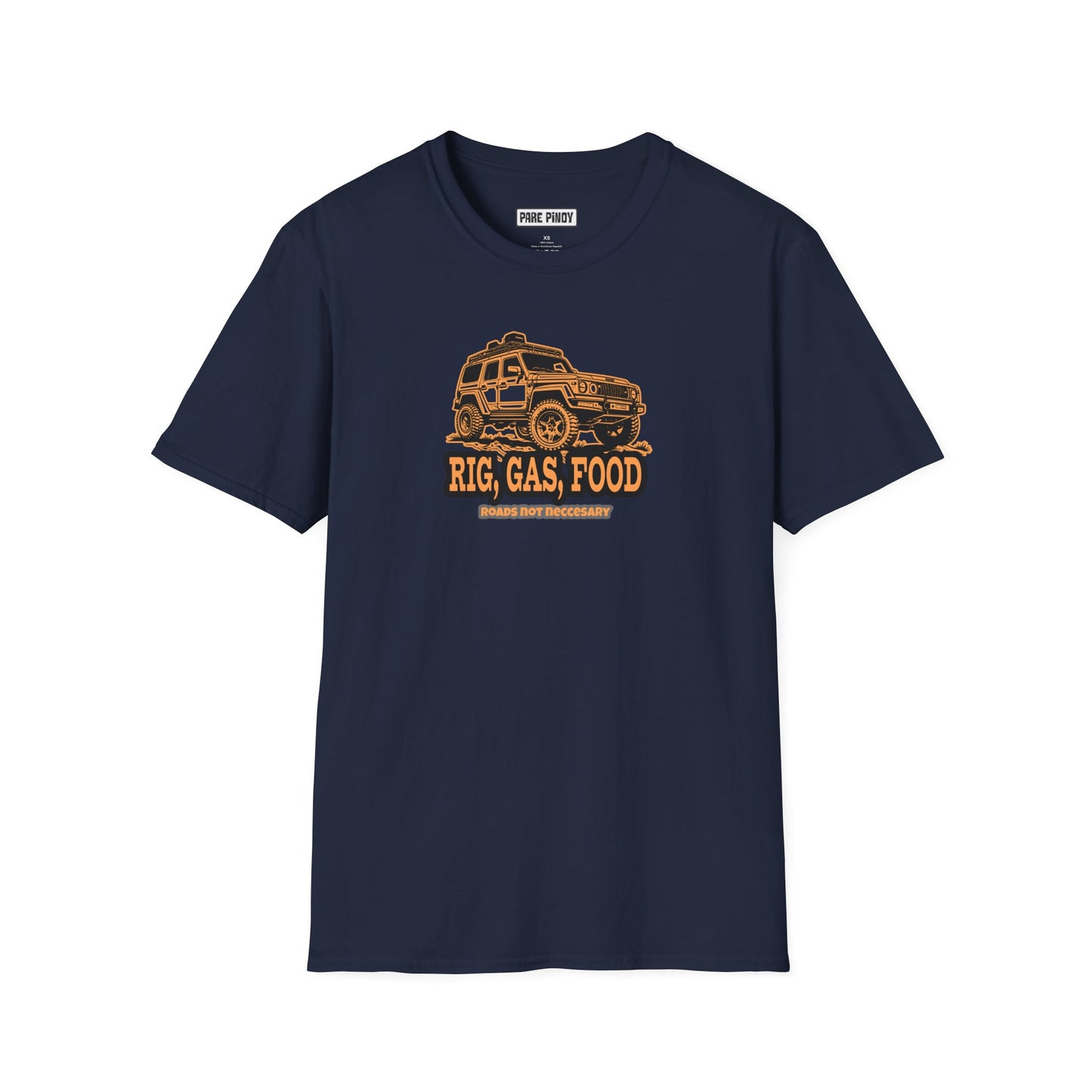 Adventure Road Trip T-Shirt - 'Rig, Gas, Food' Graphic Tee