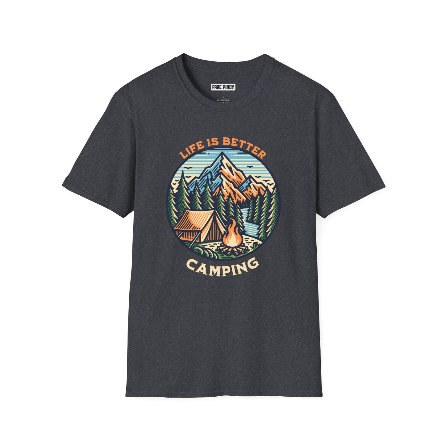 Camping Adventure Unisex Softstyle T-Shirt - 'Life is Better Camping' Graphic Tee