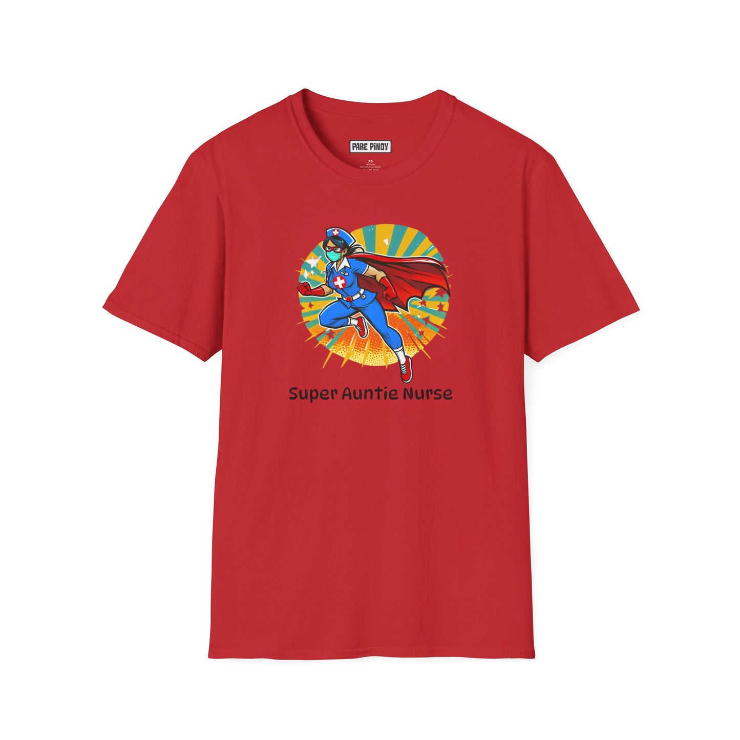 Super Auntie Nurse Unisex Softstyle T-Shirt - Fun Hero Design for Nurses