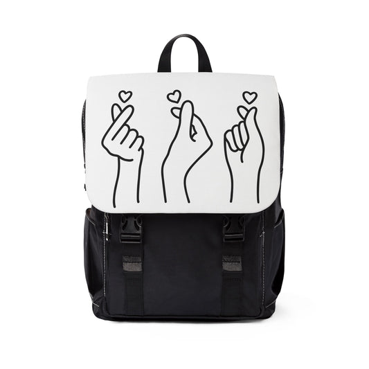 Cute Unisex Casual Shoulder Backpack with Heart Hands Design