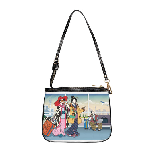 Chic Travel Small Shoulder Bag - Stylish Airport Scene Design