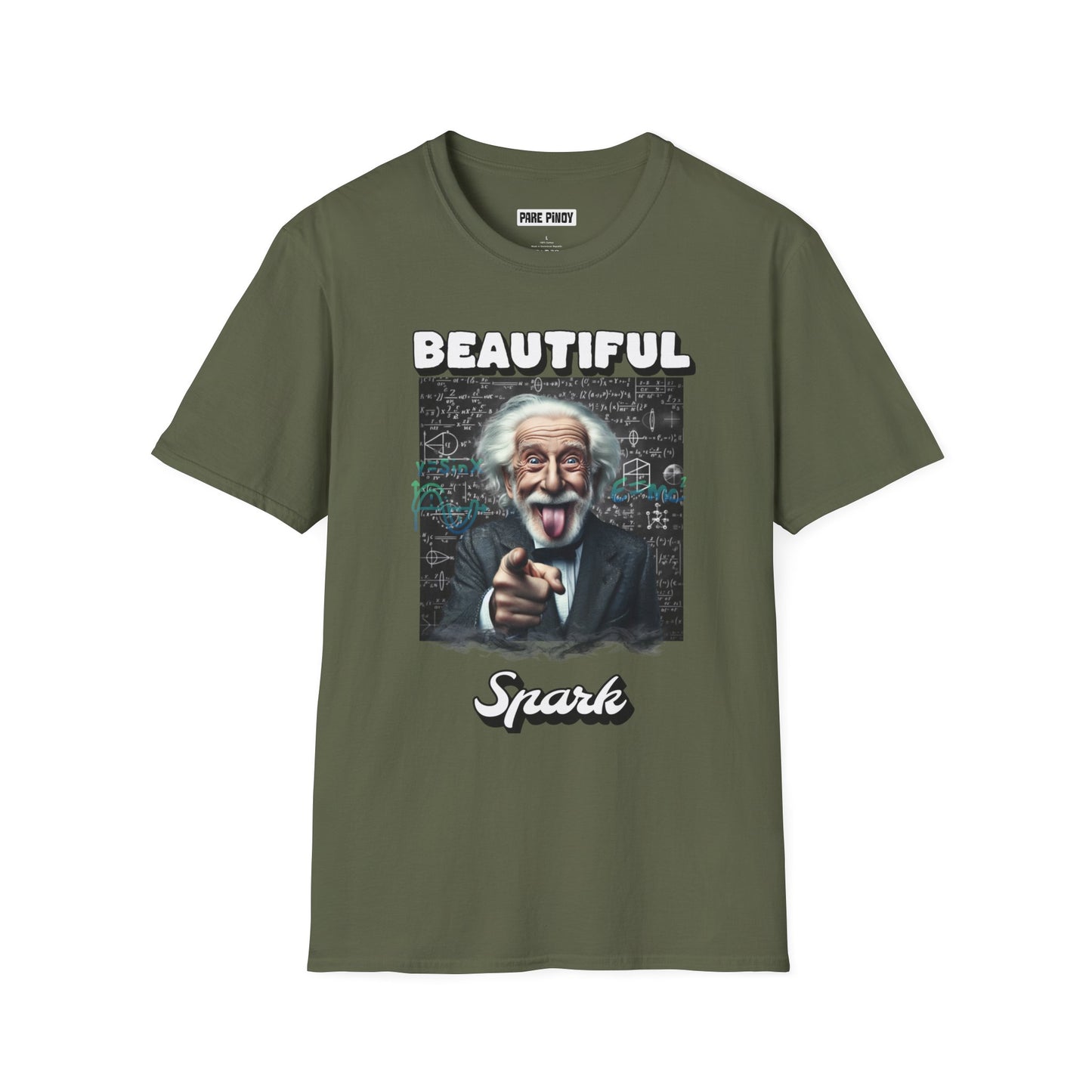 Unisex Softstyle T-Shirt - 'Beautiful Spark' Einstein Graphic Tee