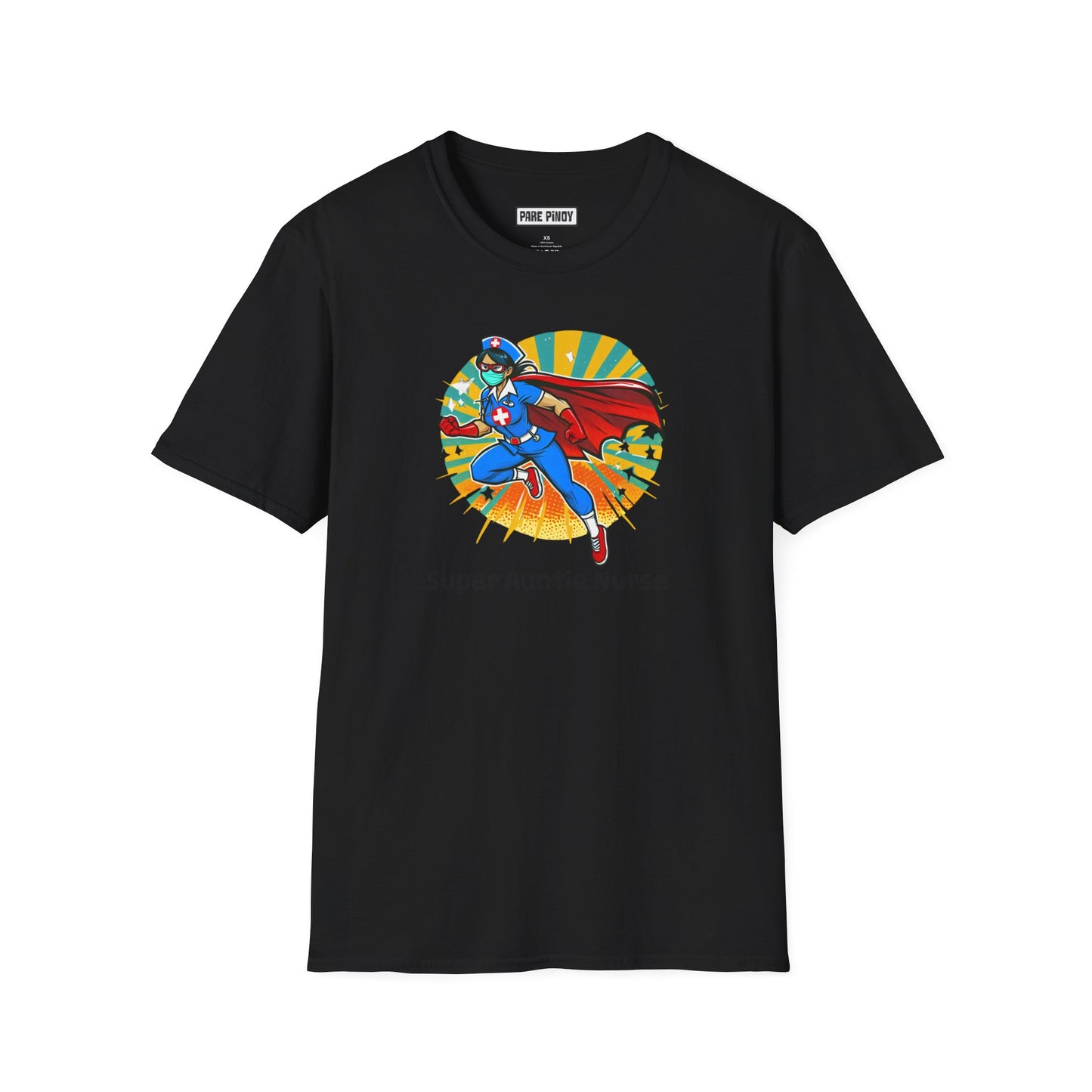 Super Auntie Nurse Unisex Softstyle T-Shirt - Fun Hero Design for Nurses